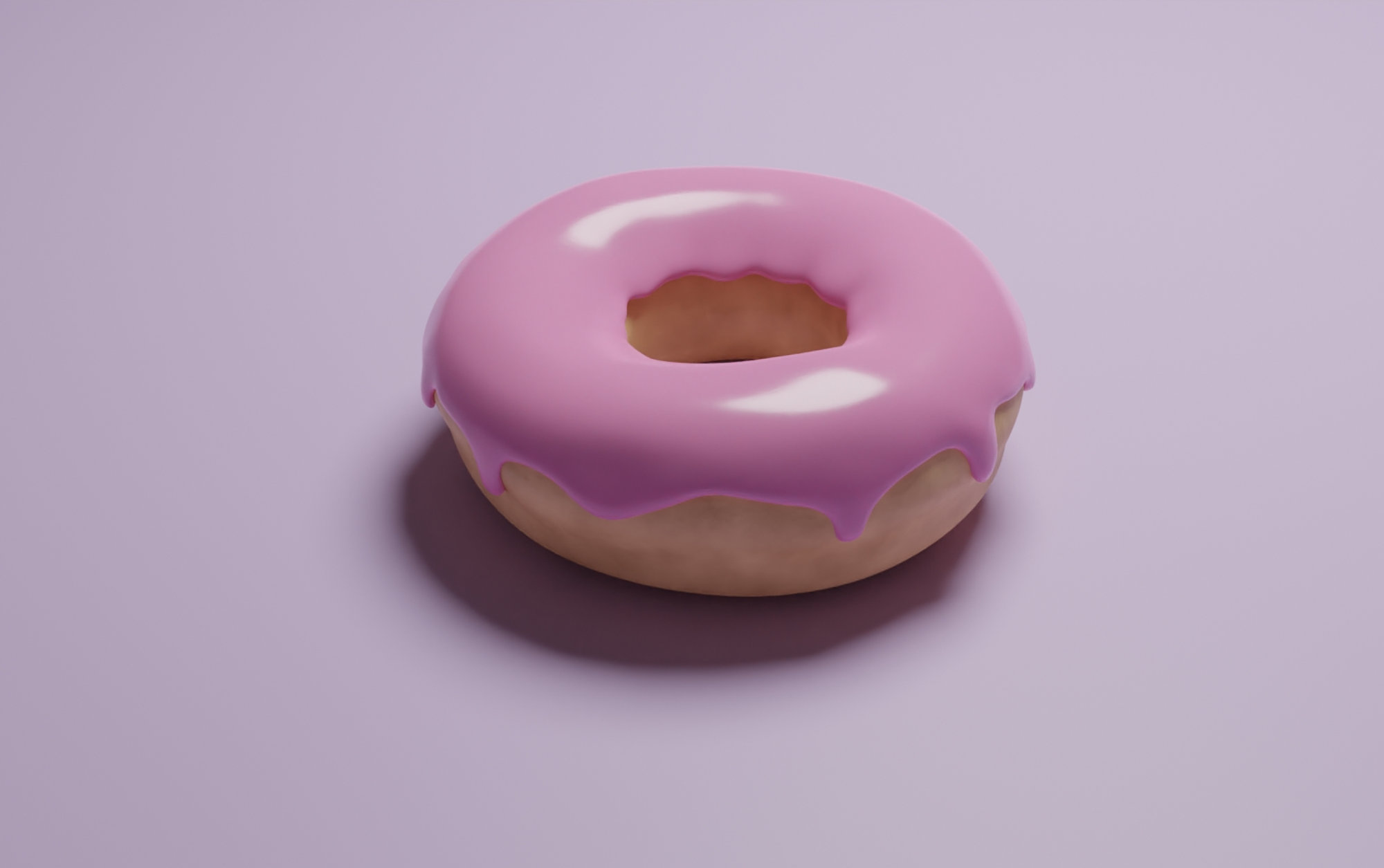 3D render of a pink glazed donut